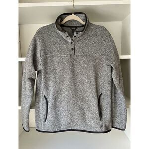 Eddie Bauer Women's Gray Fleece‎ 2.0 Snap Mock Neck Sweater Outdoors Medium